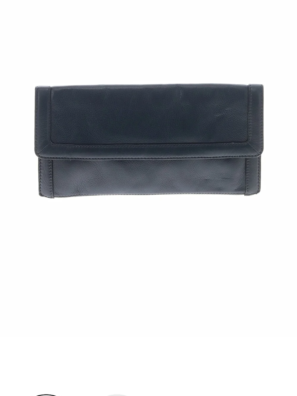 Navy Blue Leather Clutch Wallet